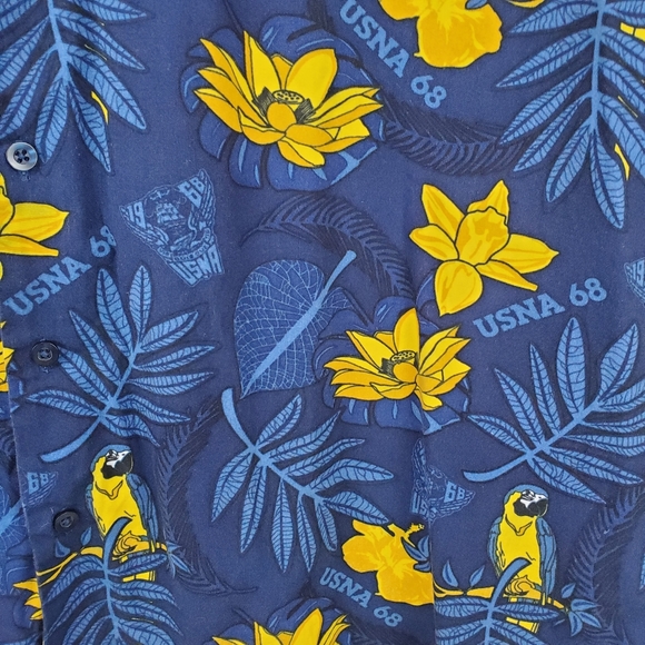 Symmetry USNA 68 Naval Academy Parrot  Tropical Bird Hawaiian Shirt Size XL Mens - Picture 3 of 12